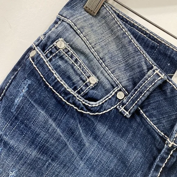 BKE Straight Leg Distressed Ripped Mid Rise Jeans 26 - Picture 5 of 15